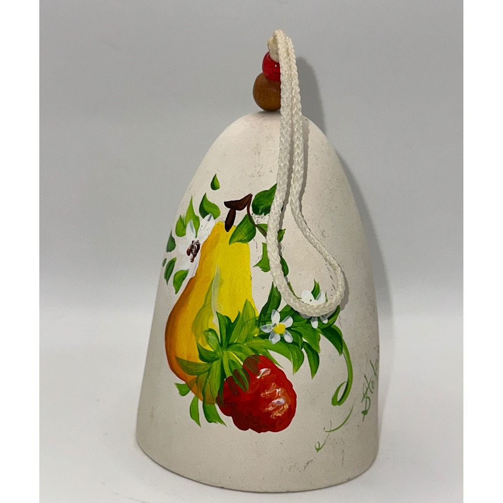 Stefan Hand Painted Ceramic Wind Bell Fruit Pear Strawberry Folk Art Decor